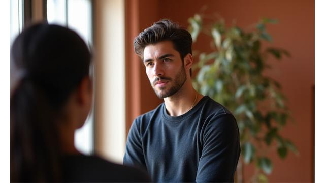 Juan García, alumno internacional, practicando una escena dramática